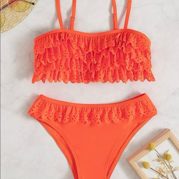 NEW bandeau style w/straps bikini top, cute color! Removable pads, Makes TAN POP - Picture 3 of 12